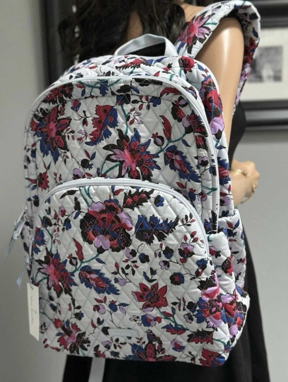 Vera Bradley Lg Cotton Material Backpack In Vineyard Floral Design NWT $159 MSRP